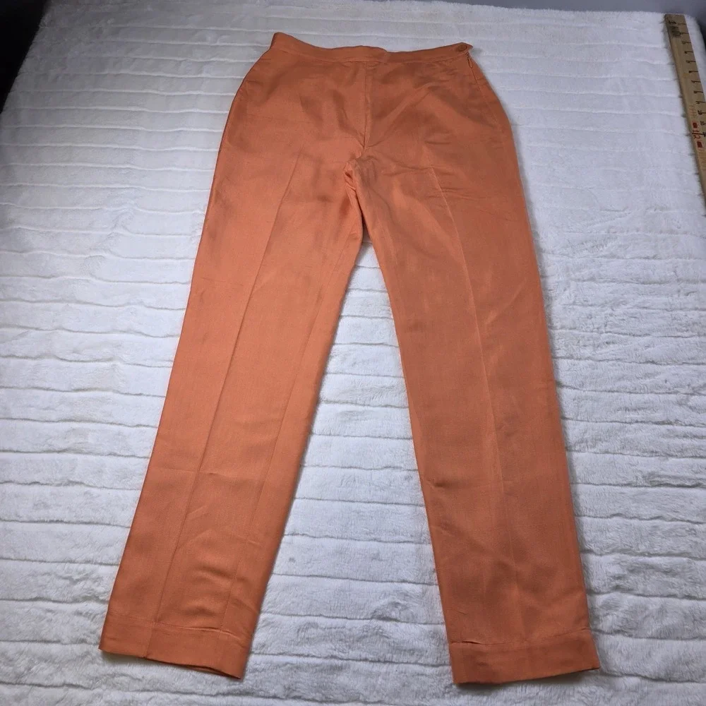 Ralph Lauren Purple Label Bobynn Silk Shantung‎ Pants Womens 12 Orange $1290